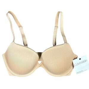 NWT Calvin Klein Push Up Plunge Beige Convertible Straps Nude Bra Size 34D